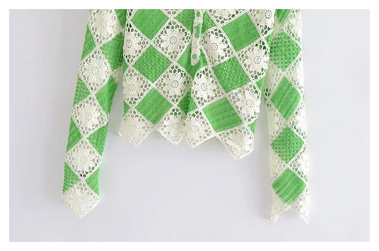 Flower Crochet top short cut out sweater