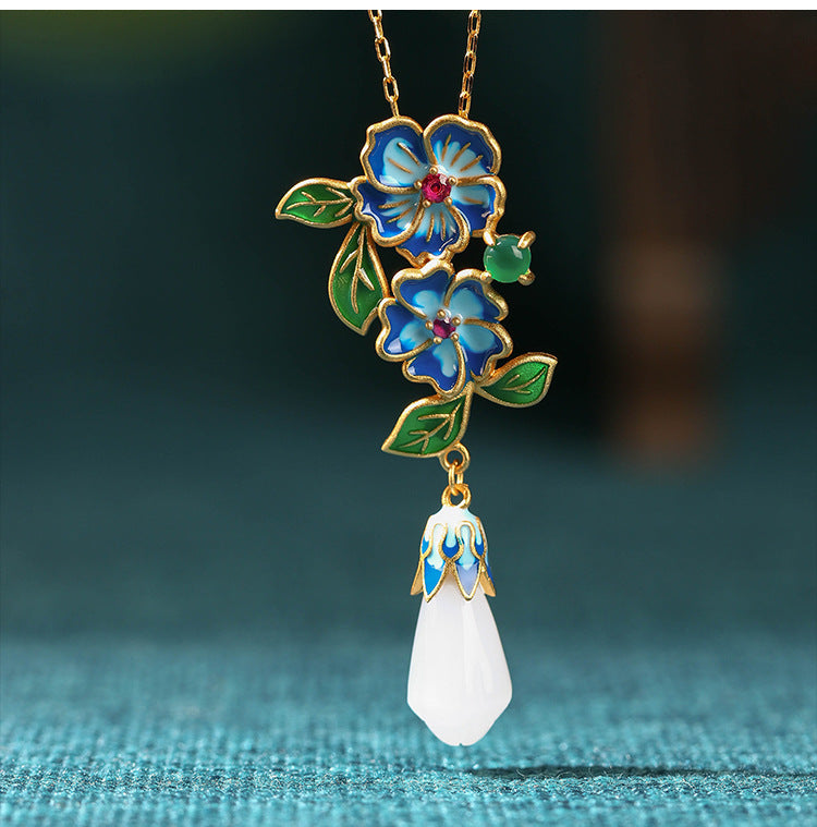 Enamel Painted Literary Vintage Necklace