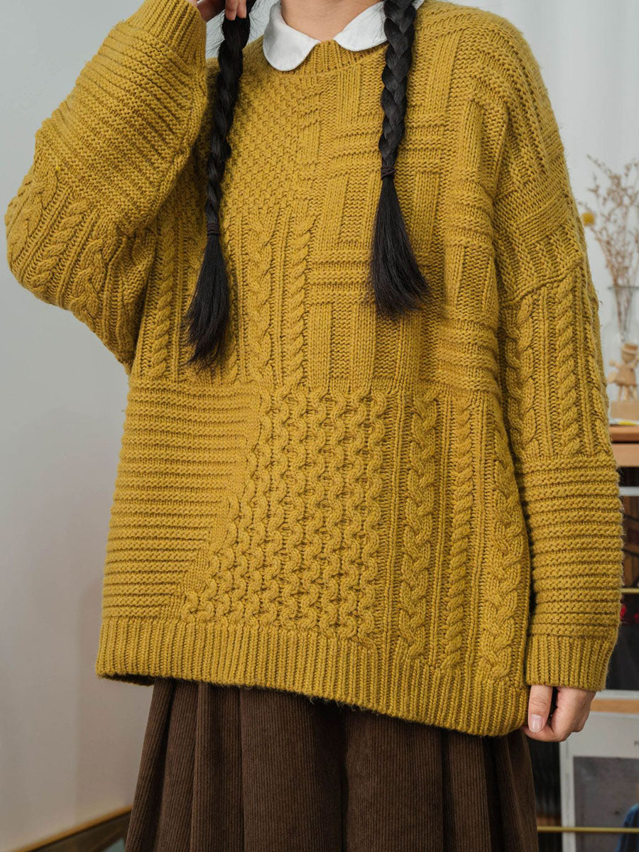 Winter Women Sweet Knitted Solid Loose Sweater