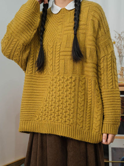Winter Women Sweet Knitted Solid Loose Sweater