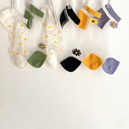 Daisy Embroidery Transparent Summer Socks