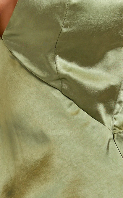Quincy Maxi Dress Satin Slip Dress in Olive