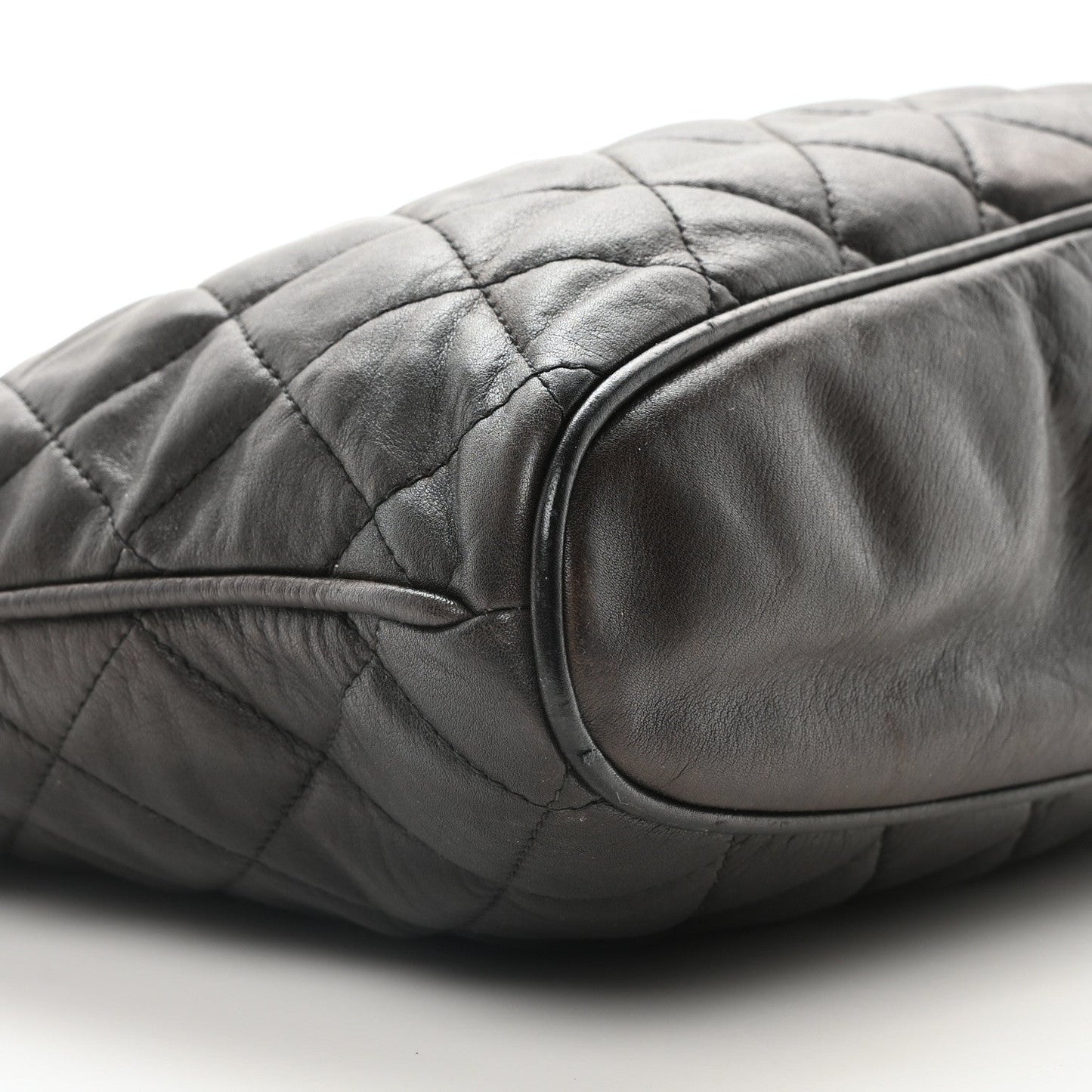 Calfskin Quilted CC Shopping Tote Black
