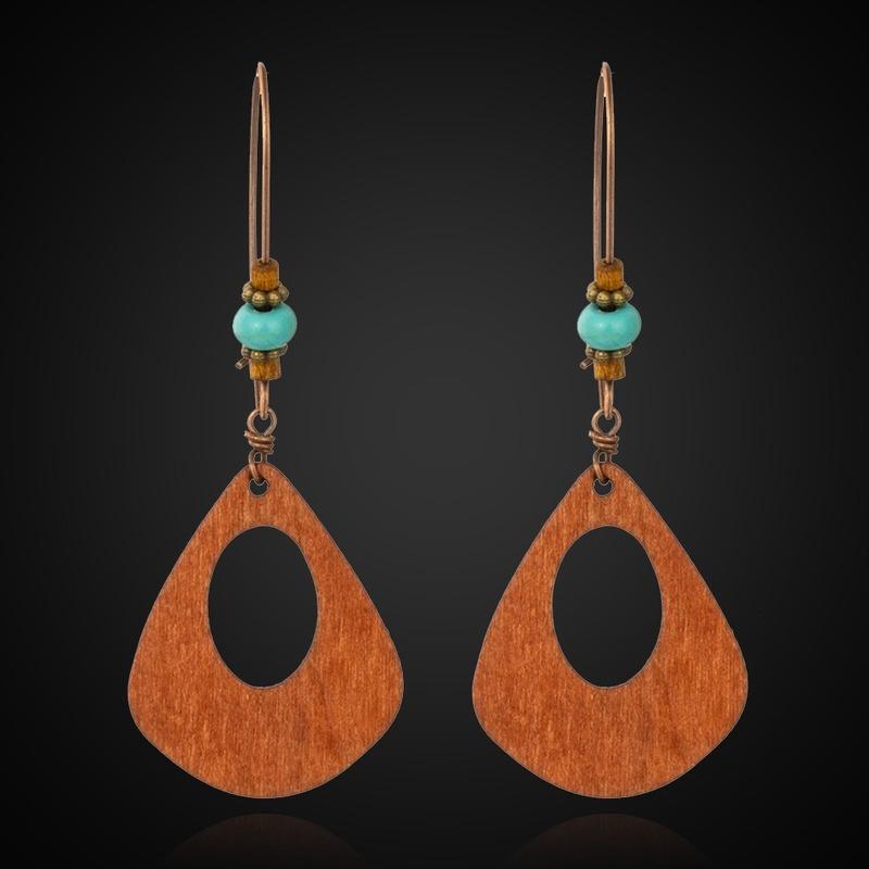 Bohemian Beaded Vintage Wooden Earrings