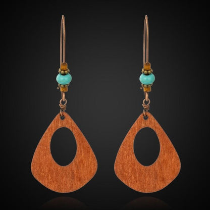 Bohemian Beaded Vintage Wooden Earrings