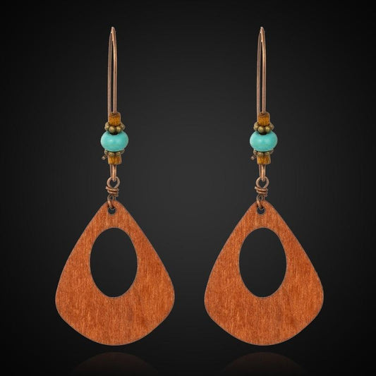 Bohemian Beaded Vintage Wooden Earrings