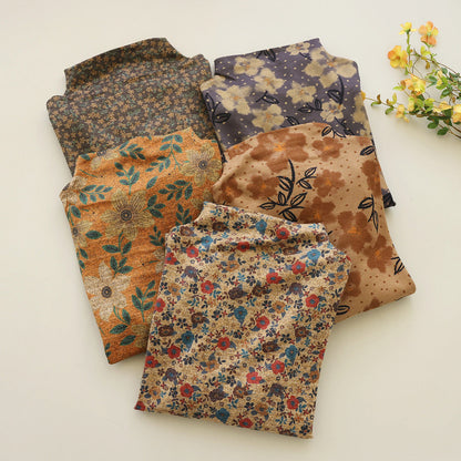 Artistic Print Knitted Vintage Floral T-Shirt