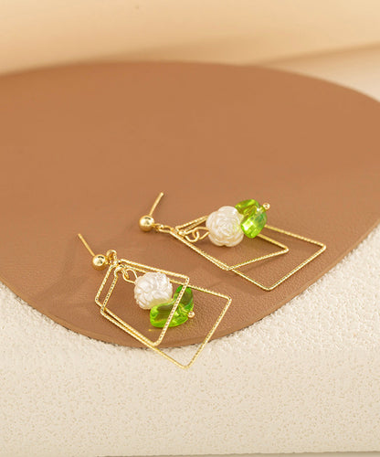 Casual Gold Copper Resin Square Geometry Drop Earrings