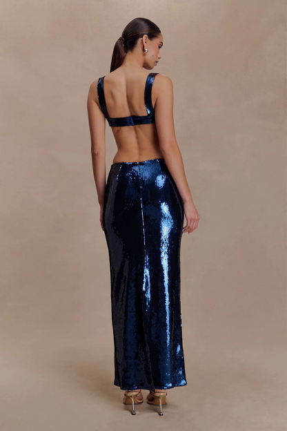 Sexy Sleeveless U-Neck Tight Waist Sequins Dress