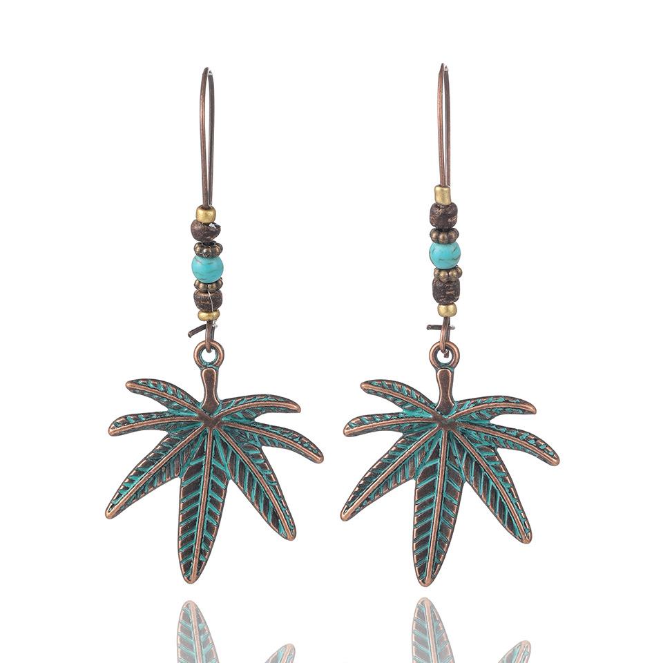 Bohemian Maple Leaf Stud Earrings