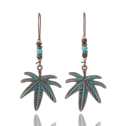 Bohemian Maple Leaf Stud Earrings