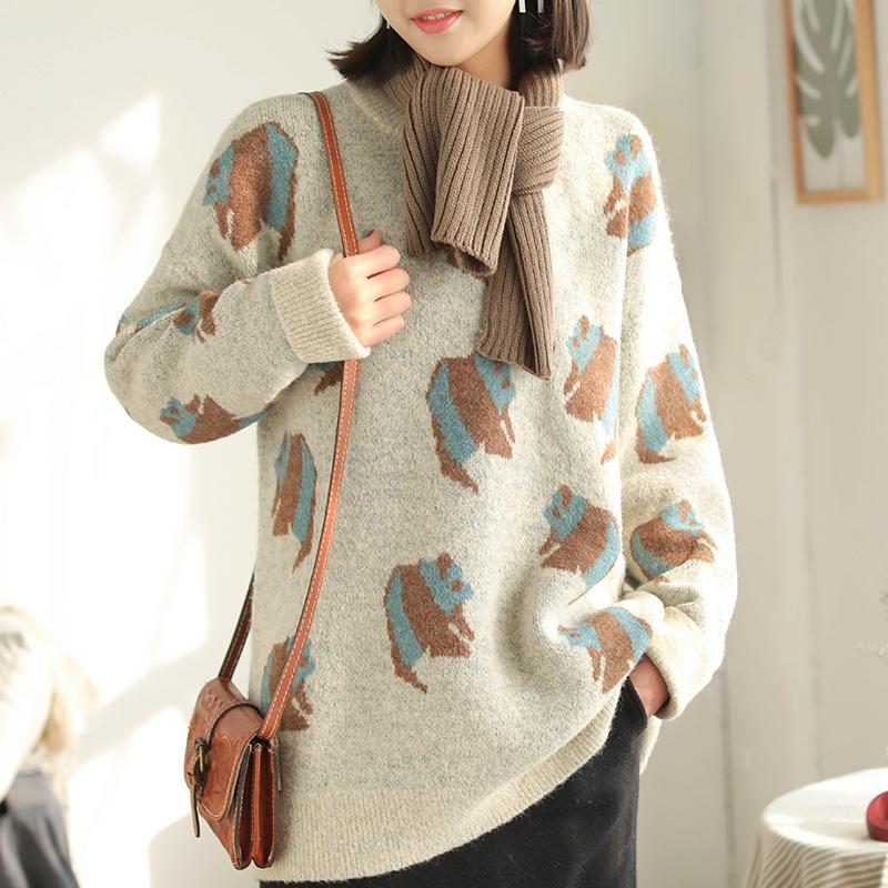 Cute Loose Core Yarn Round Neck Sweater