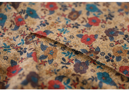 Artistic Print Knitted Vintage Floral T-Shirt