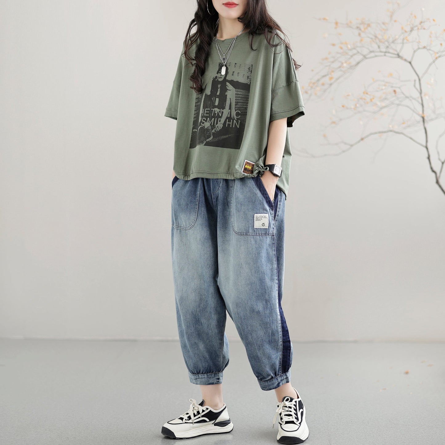 Women Casual Loose Patchwork Summer Thin Jeans