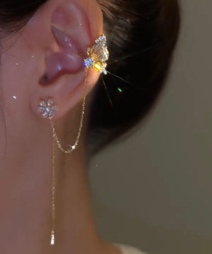 New Arrival Shiny Crystal Butterfly Ear Cuff Clip Earrings