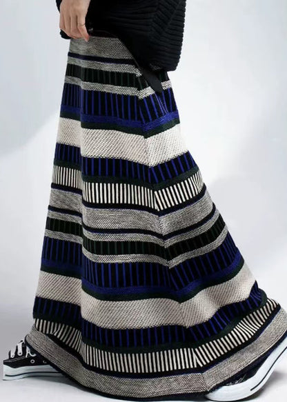 DIY Colorblock Striped Knit A Line Skirts Fall