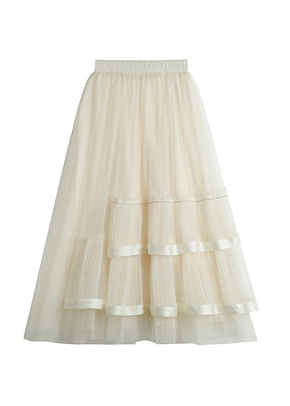 Plus Size Chocolate Asymmetrical Patchwork High Waist Tulle Skirts Summer