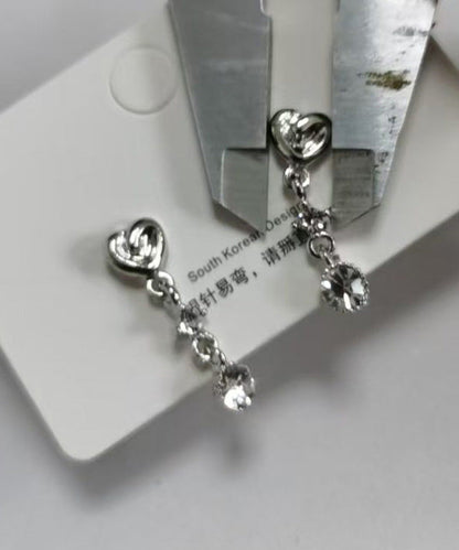 Light Luxury Heart-Shaped Rhinestone Stud Earrings