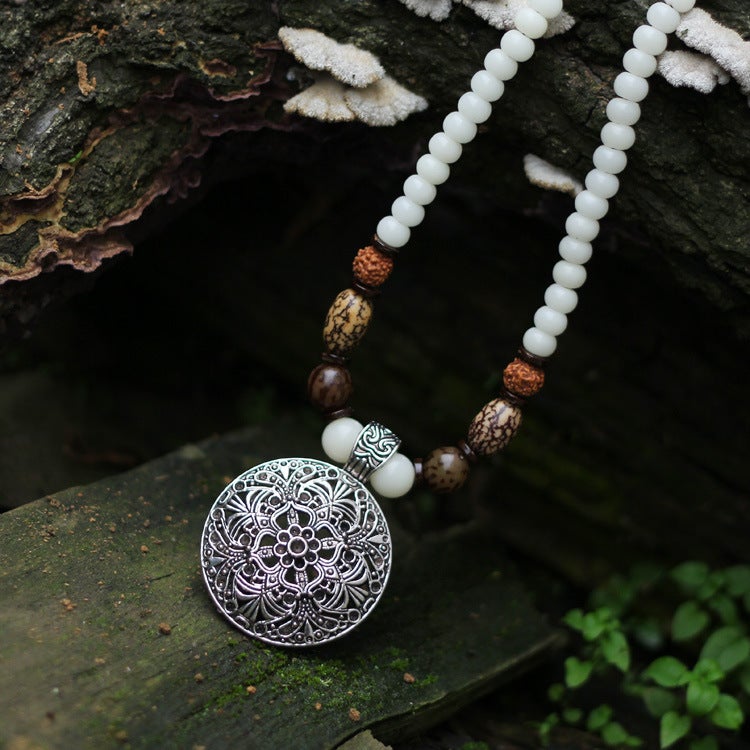 Retro Ethnic Style Handmade White Bodhi Necklace