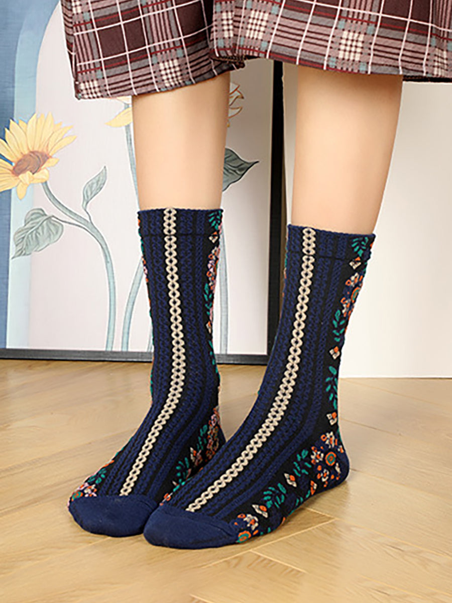 5 Pairs Jaccquard Women Casual Warm Socks
