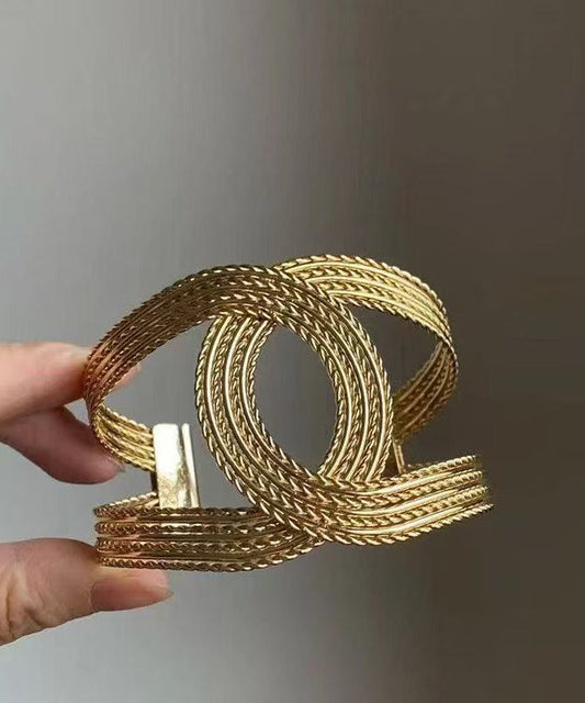 Casual Gold Metal Weave Hollow Out Cuff