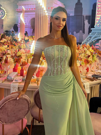 Sexy Bandeau Slim-Fit Stitching Elegant Dress