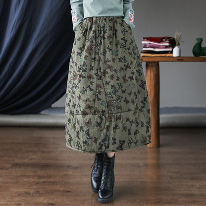 Vintage Patchwork Floral Large Thermal A-Line Skirt