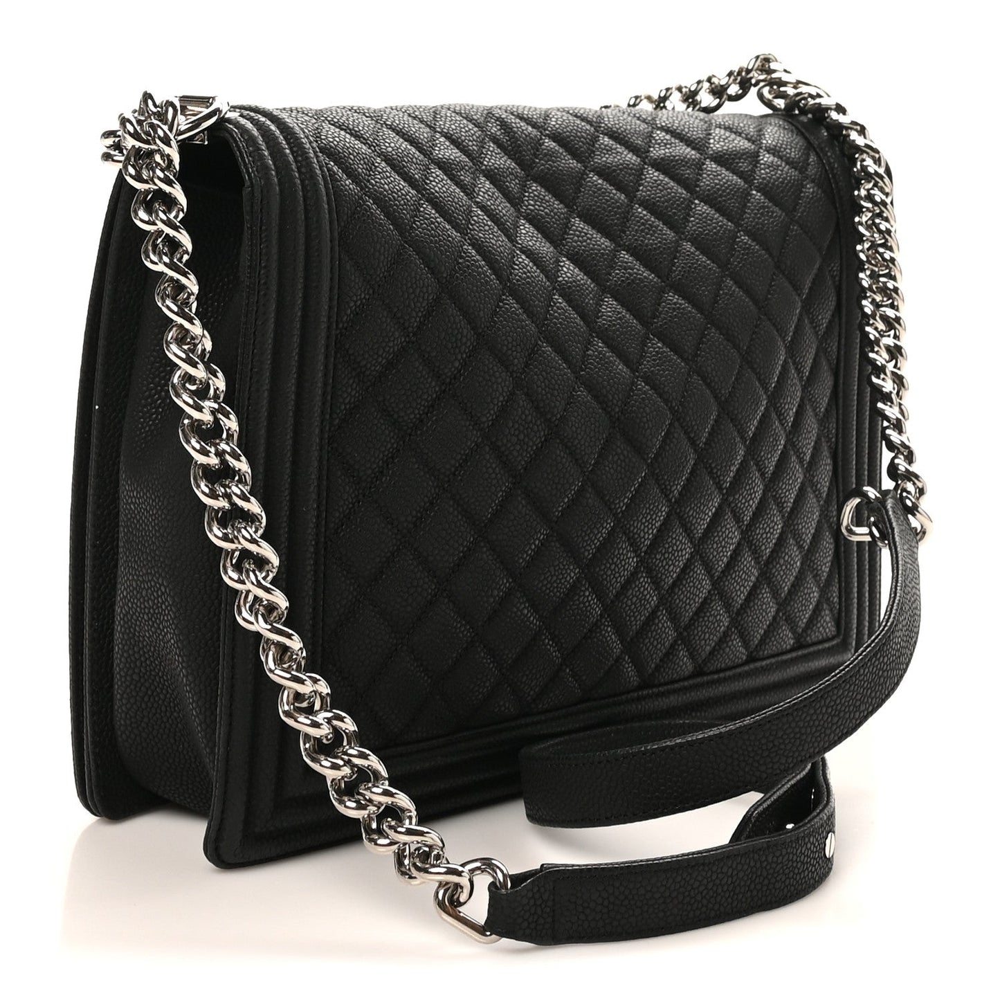 Caviar Quilted Large Boy Flap Black