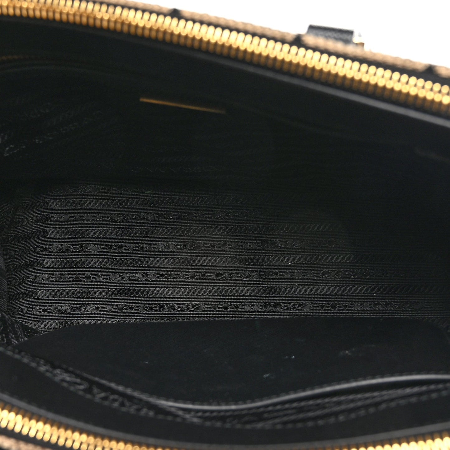 Jacquard Saffiano Triangolo Symbole Embroidered Small Galleria Double Zip Tote Black Corda