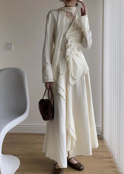 Casual Black V Neck Shirt And A Line Skirts Two Piece Set Spring