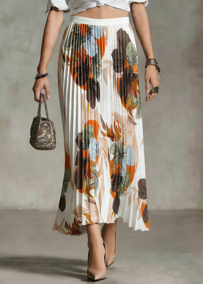 Plus Size White Print Patchwork Maxi Skirt