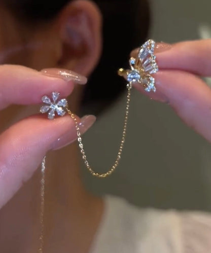 New Arrival Shiny Crystal Butterfly Ear Cuff Clip Earrings