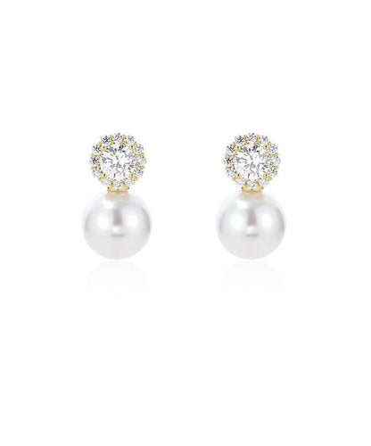 Boho White Alloy Zircon Pearl Stud Earrings