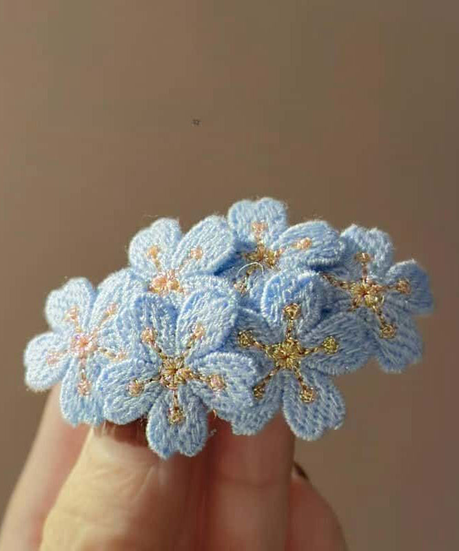 Cute Pink Knit Embroidery Floral Hairpin