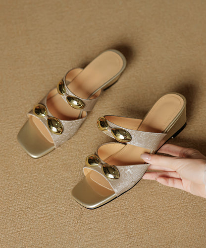 Chic Green Splicing Wedge Slide Sandals Peep Toe