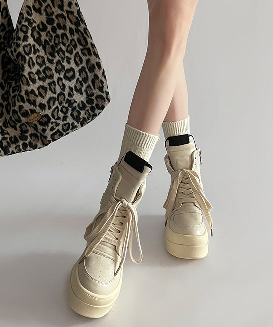 Black Lace Up Splicing Fashion Faux Leather Platform Boots