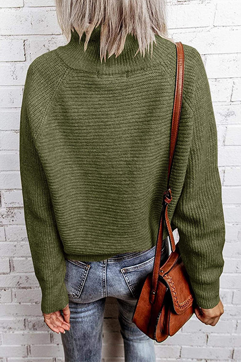 Casual Solid Zipper O Neck Tops Sweater(4 Colors)