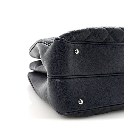 Caviar Quilted Large Urban Companion Top Handle Shopping Tote Navy