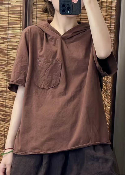 Fine Green Hooded Pocket Cotton Tanks Summer