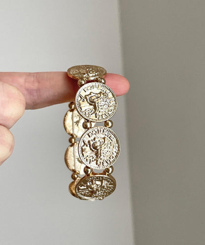 Boutique Gold Sterling Silver Alloy Copper Coin Bangle