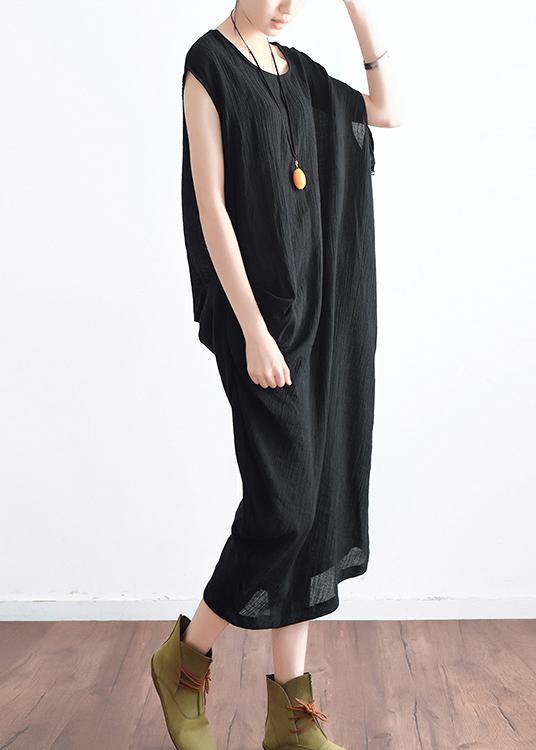 2021 Summer New Cotton Hemp Art Loose Asymmetric Dress