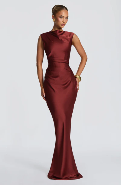 Satin Sleeveless Lace-Up Backless Mermaid Evening Gown