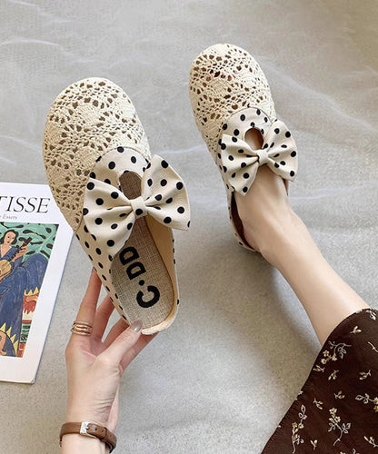 Black Bow Splicing Chic Breathable Mesh Slide Sandals