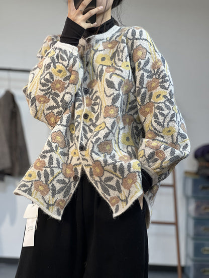 Ethnic Style Jacquard Knitted Literary Plush Sweater