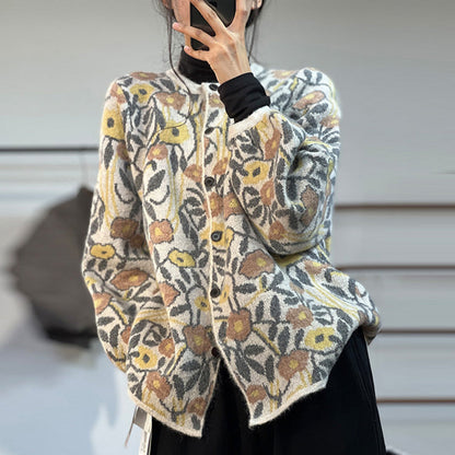 Ethnic Style Jacquard Knitted Literary Plush Sweater
