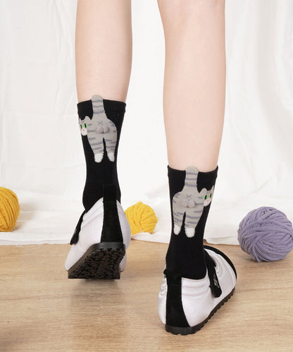 New Cute Creative Cartoon Jacquard Mid Calf Socks