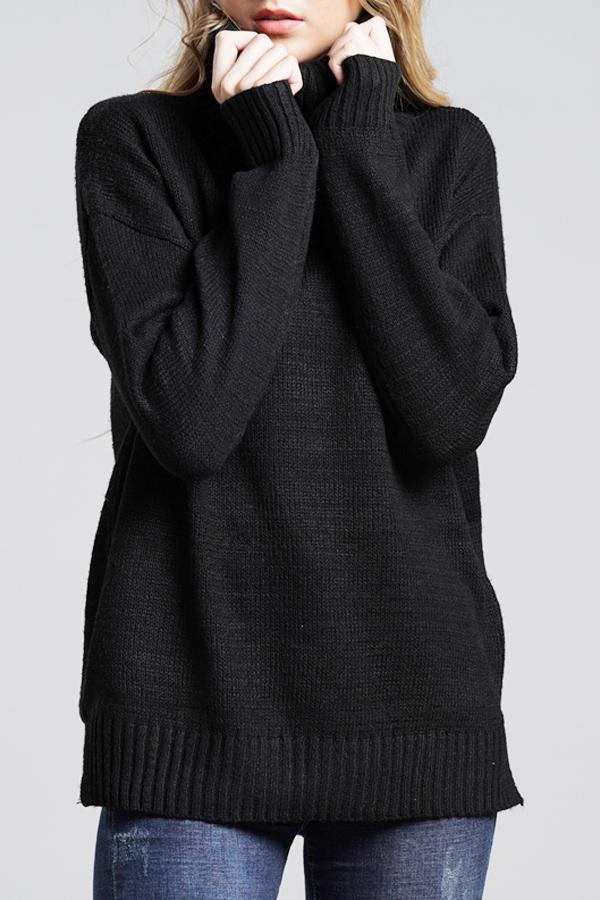 Casual Knit High Neck Loose Sweater