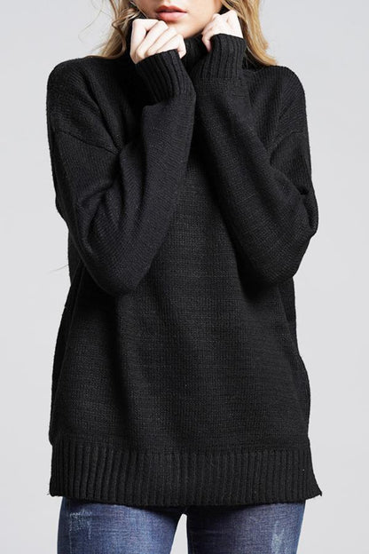 Casual Knit High Neck Loose Sweater