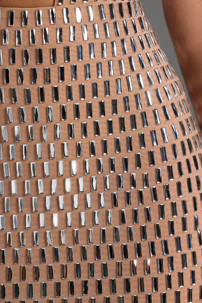 Embellished Cut-Out Mini Dress In Honey