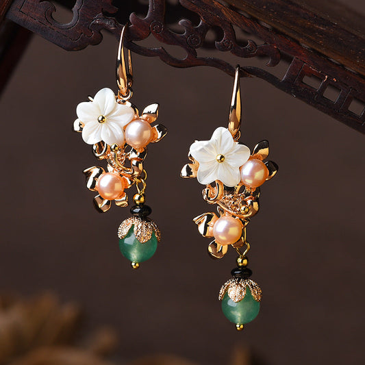 Ethnic Gold Plated Long Eardrop Earrings